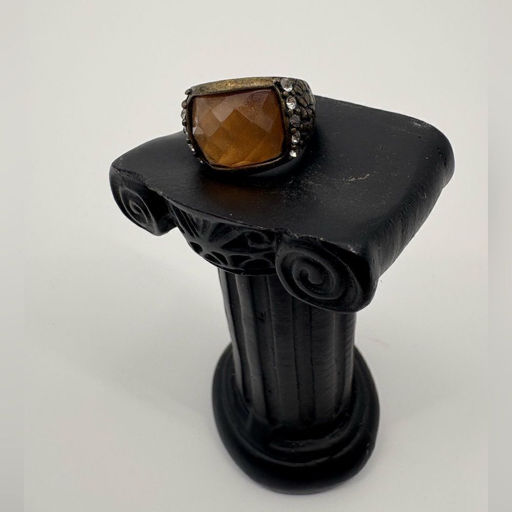 Park Lane Antigua Ring Size 7 Antique Gold Tone Rustic Ring Brown Ivory